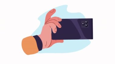 el kaldırma siyah akıllı telefon animasyonu 4k video animasyonu