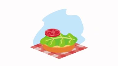 Hamburger, fast food, lezzetli animasyon, 4K video animasyon.