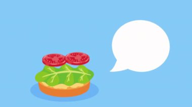Konuşma balonu animasyonlu hamburger 4k video animasyonu