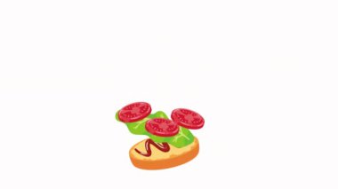 Lezzetli hamburger fast food animasyonu 4k video animasyonu