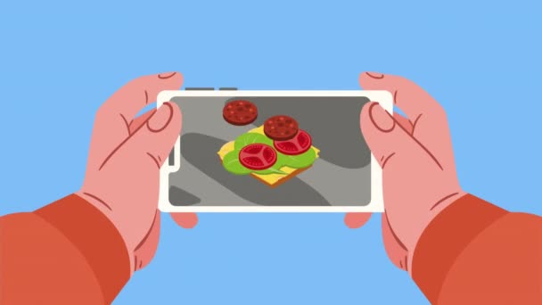 Buy Sandwich Smartphone Animation Video Animated — Stock Video