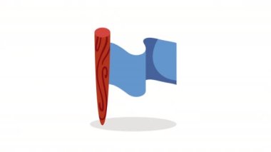 Direk animasyonunda mavi bayrak dalgalanıyor 4k video animasyonu