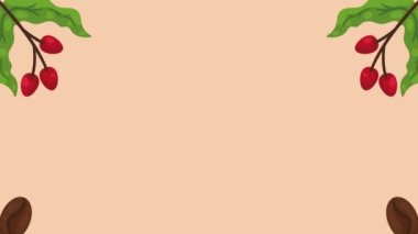 Kahve bitkileri ürün çerçeve animasyonu 4k video animasyonu