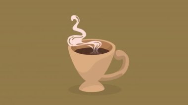 Fincandaki sıcak kahve içeceği 4K video animasyonu