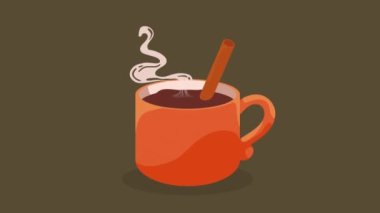 Fincandaki sıcak kahve içeceği 4K video animasyonu