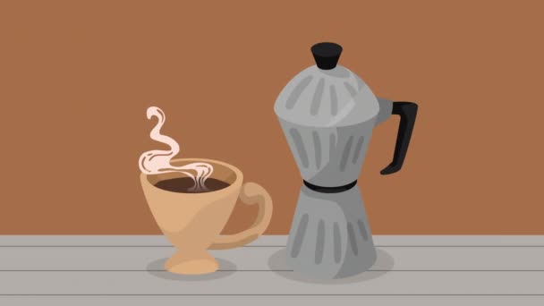 茶壶中的咖啡饮料动画4K视频动画动画 — 图库视频影像