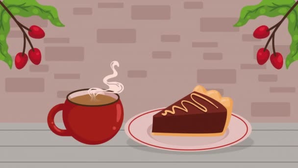 Taza Café Pastel Animación Video Animado — Vídeo de stock