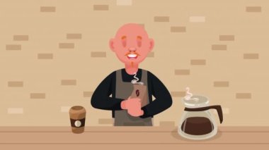 Çanta animasyonu 4K video animasyonlu kafe çalışanı