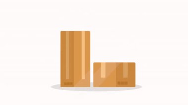 karton kutular çift paketleme animasyon 4k video animasyonu