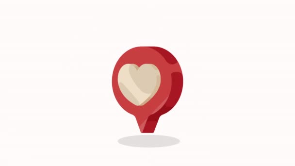 Coração Amor Pin Localização Animação Vídeo Animado — Vídeo de Stock