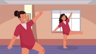 Animasyon 4k video animasyonu yapan küçük kızlar