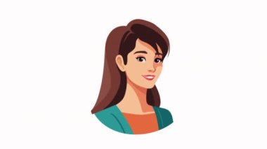 Genç zarif kadın gülümsüyor animasyon 4k video animasyonu