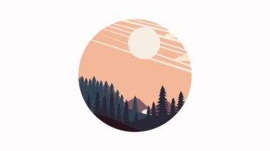 Çamlarla çevrili güzel manzara animasyon 4k video animasyonu