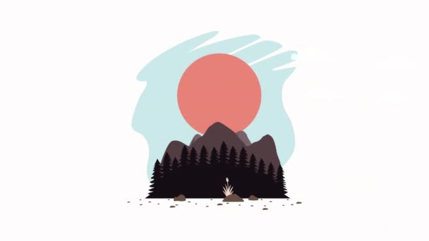 Ομορφιά Τοπίο Τον Ήλιο Animation Βίντεο Κινούμενα — Αρχείο Βίντεο