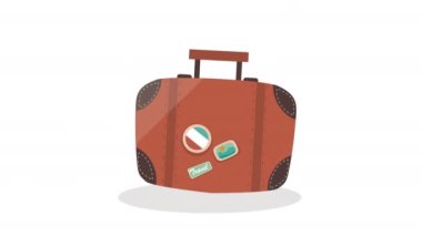 bavul seyahat ekipmanlarıyla ilgilen 4k animasyon video animasyonu