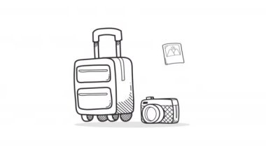 bavul seyahat ekipmanlarıyla ilgilen 4k animasyon video animasyonu