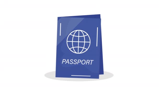 Διαβατήριο Έγγραφο Αναγνώρισης Ταξιδιού Animation Βίντεο Κινουμένων Σχεδίων — Αρχείο Βίντεο