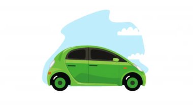 yeşil elektrikli araba ekoloji animasyonu 4k video animasyonu