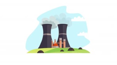 Fabrika bitkisi baca animasyonuyla kirleniyor 4k video animasyonu