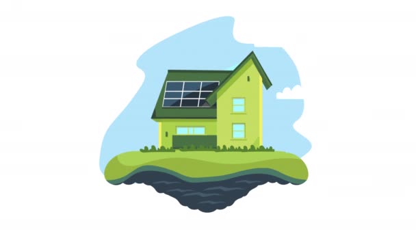 Casa Con Pannelli Solari Eco Animazione Video Animato — Video Stock