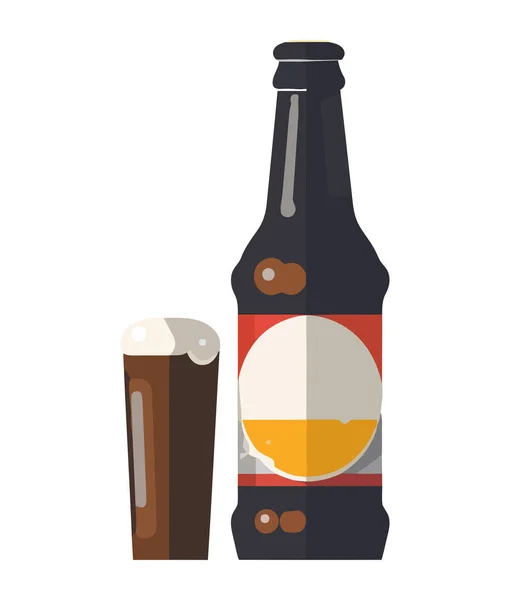啤酒瓶和玻璃杯图标 — 图库矢量图片