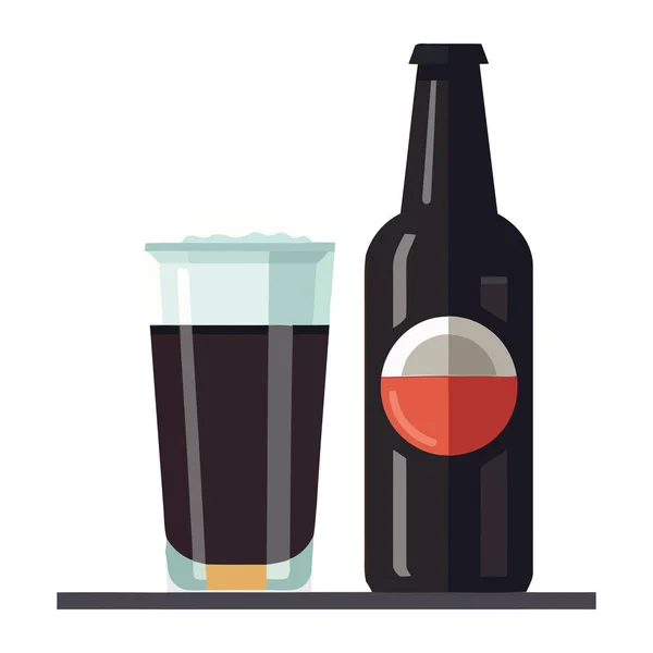 啤酒瓶和玻璃杯图标 — 图库矢量图片