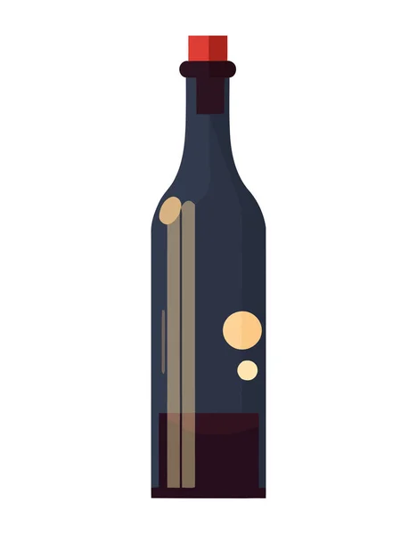 黑瓶子图标中的新鲜葡萄酒饮料 — 图库矢量图片