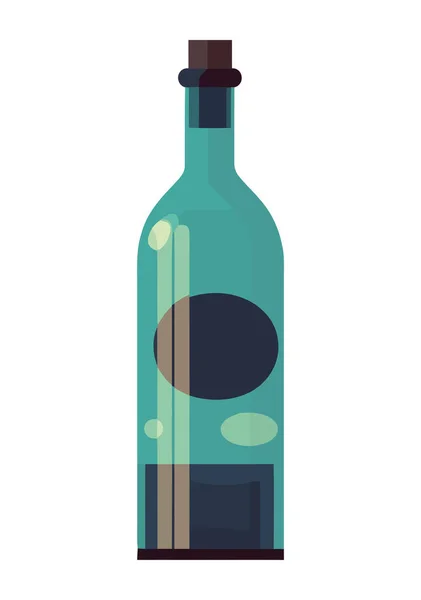 蓝色瓶子图标中的新鲜葡萄酒饮料 — 图库矢量图片