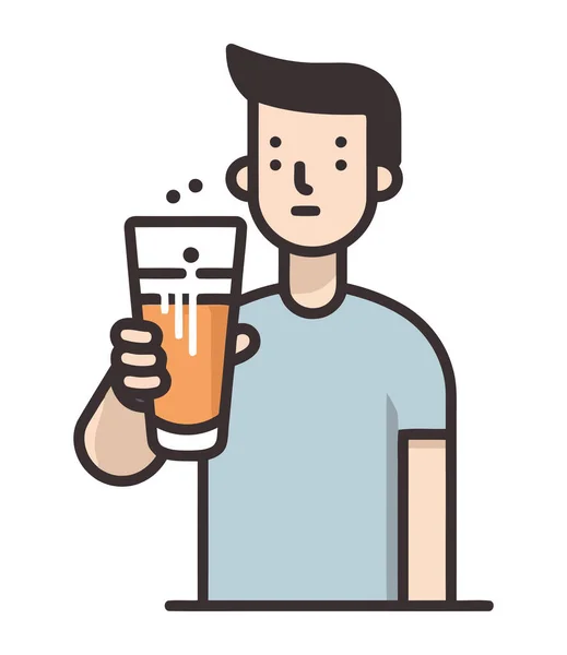 Młody Człowiek Pijący Piwo Charakter — Wektor stockowy