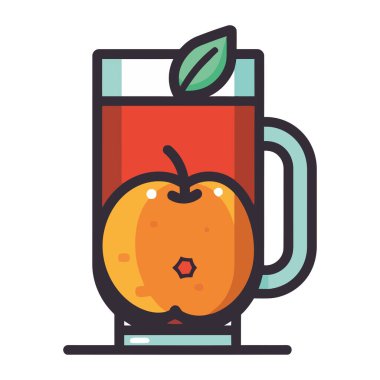 Sarı kavanozdaki taze elma ikonu izole edilmiş.