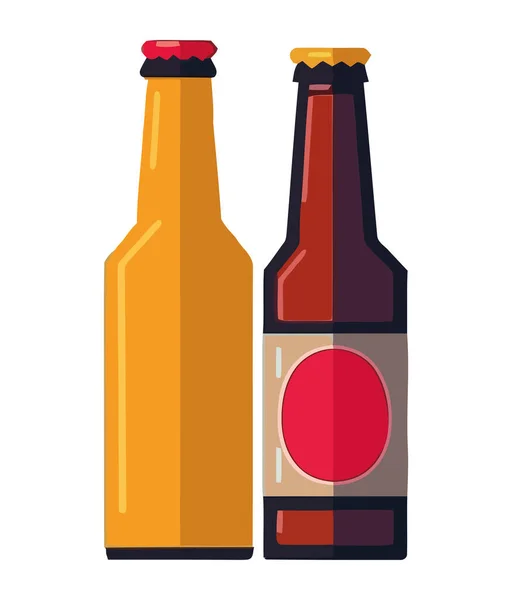 Duas Cervejas Bebidas Garrafas Ícone —  Vetores de Stock