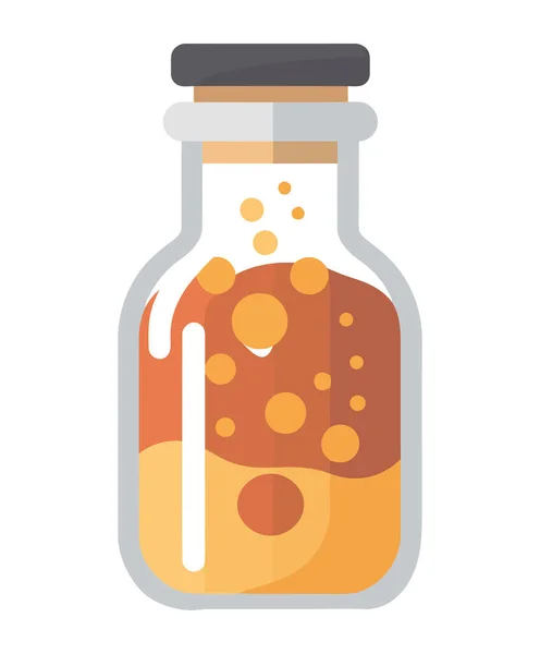 Прозрачная Стеклянная Бутылка Желтой Антибиотиковой Жидкостью — стоковый вектор