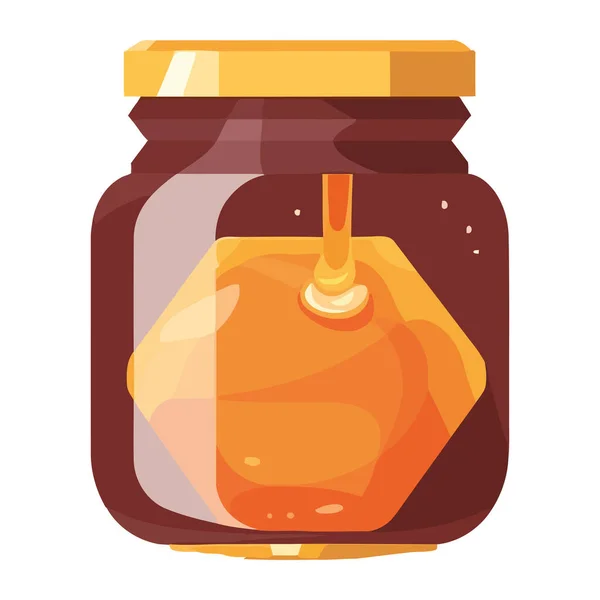 Organic Honey Jar Sweet Liquid Nature Isolated — Stock Vector