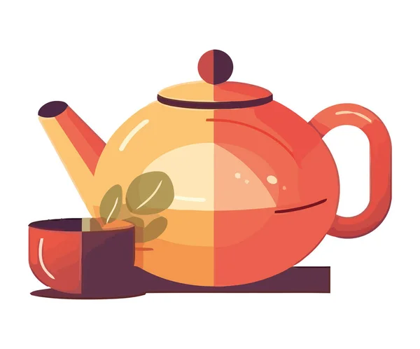 Горячий Чай Наливают Старомодного Чайника Изолированы — стоковый вектор