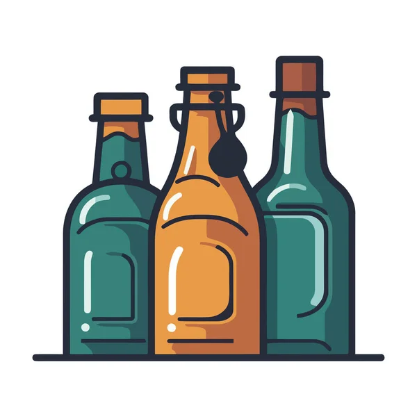 Bières Classiques Boissons Bouteilles Icône Isolée — Image vectorielle