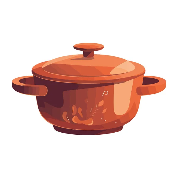 昔ながらの土鍋でスープが沸く孤立した — ストックベクタ