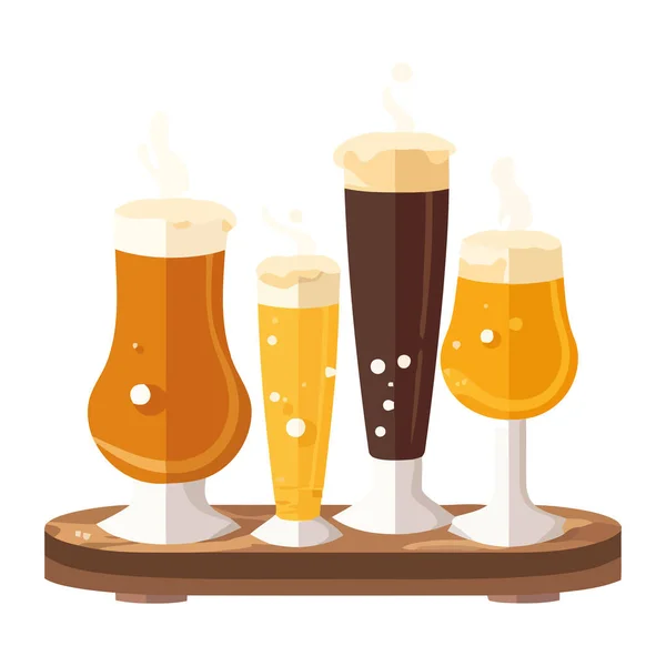 Vier Bier Trinkt Isolierte Symbole — Stockvektor