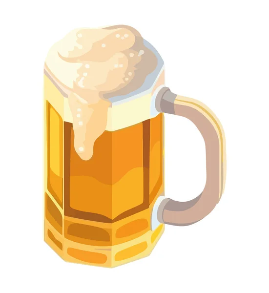 Złoty Słoik Piwa Ikoną Pianki — Wektor stockowy