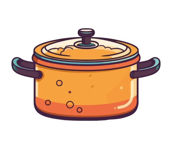 ストーブの上に金属製のシチュー鍋沸騰孤立 — ストックベクタ