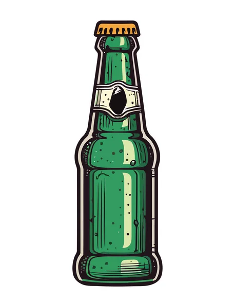 Grüne Bierflasche Isolierte Ikone — Stockvektor