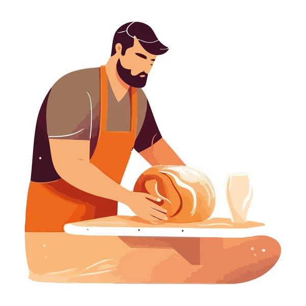 Uma Pessoa Cozinhar Refeição Chef Segurando Comida Isolada — Vetor de Stock