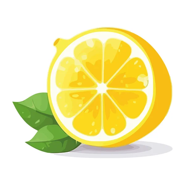 Сочный Цитрусовый Ломтик Свежий Спелый Желтый Лимон Изолирован — стоковый вектор