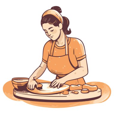 Aşçı el yapımı hamuru soyulmuş kurabiyeler için sarar.