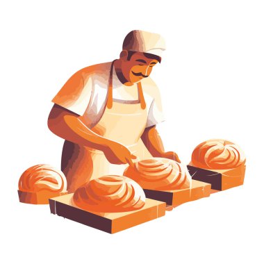 Ekmek tutan bir erkek fırıncı.