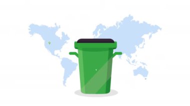 Çöp kutusundaki okların geri dönüşümü ekoloji animasyonu 4k video canlandırması