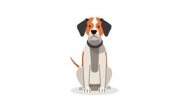 Sevimli av köpeği maskotu animasyonu 4k video animasyonu