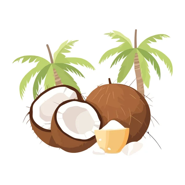 Tropische Kokospalme Symbolisiert Gesunde Entspannung — Stockvektor