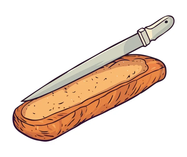 Čerstvý Gurmánský Chléb Izolovaným Nožem — Stockový vektor