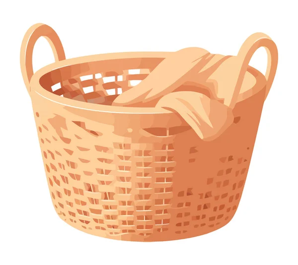Wicker Basket Handle Holds Icon Isolated — Stock Vector