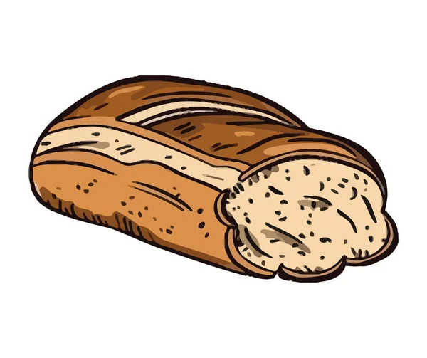 Gourmet Baguette Frisches Brot Lebensmittel Isoliert — Stockvektor